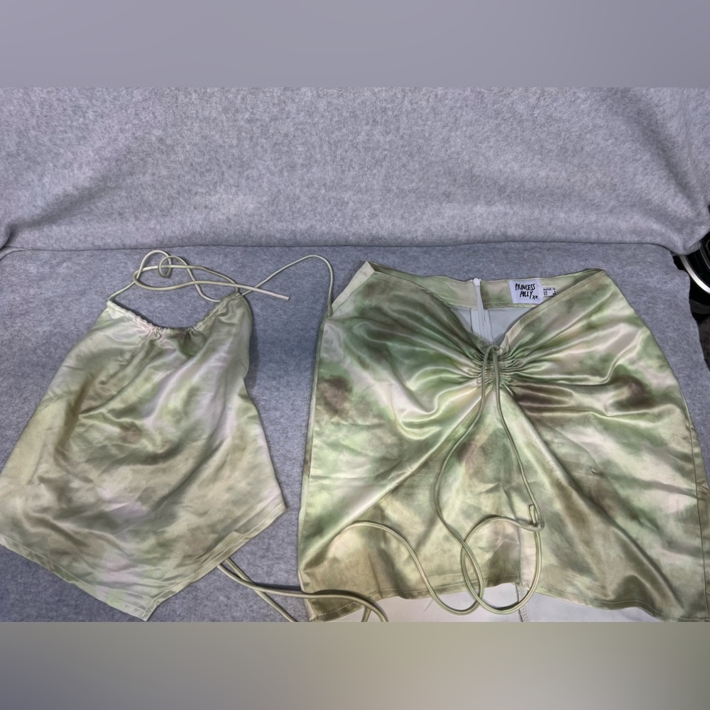 Princess Polly Green Satin Dress Set
